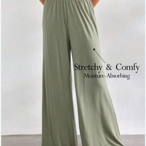 Elegant Wide Leg Pants - Sage Green